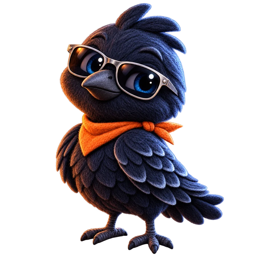 Korvo wearing silver sunglasses and an orange neckerchief
